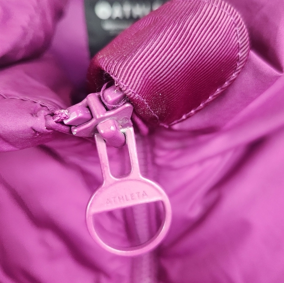 Athleta Downtown Down Feather Warm Winter Puffer Jacket Coat Plum Purple Large - Picture 11 of 16